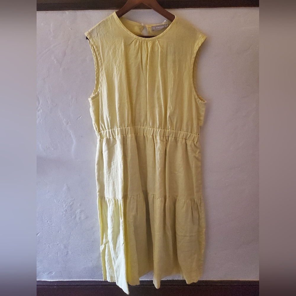 Everlane, yellow linen dress, size 16